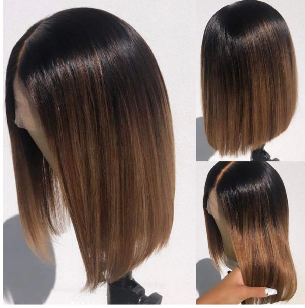 Mya - Perruque Lace frontal Carré Courte Lisse Ombre – Image 2
