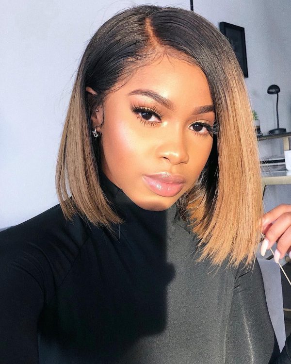 Mya - Perruque Lace frontal Carré Courte Lisse Ombre