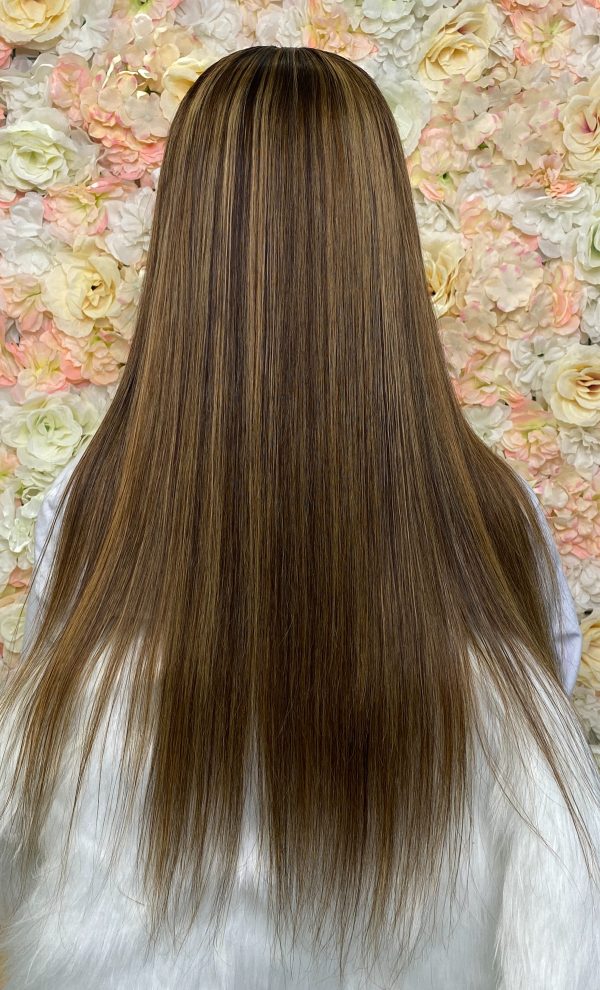 kamélia perruque lace frontal lisse caramel highlight
